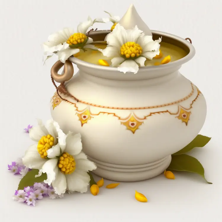 Decorative Pot with Flowers for Traditional Festivals