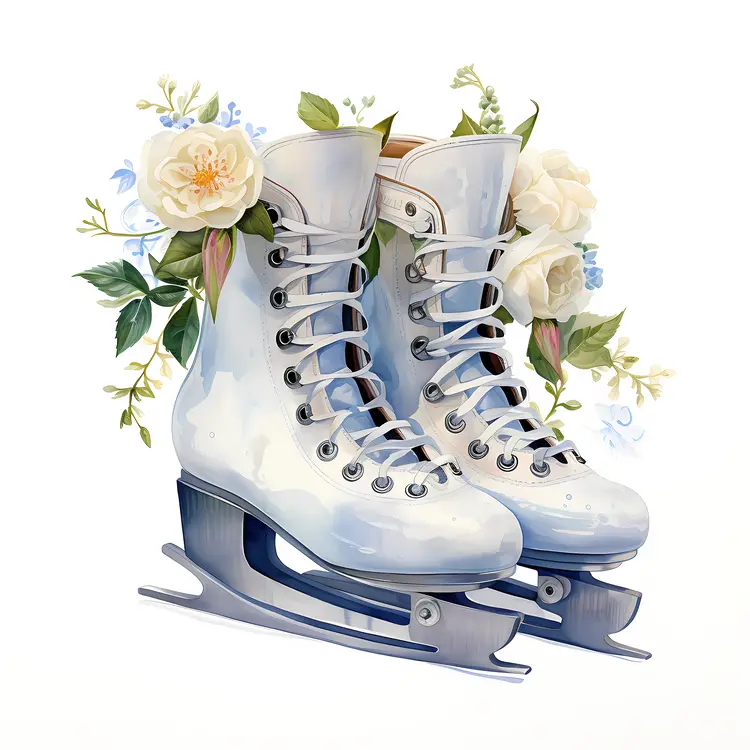 Ice Skates with Floral Decorations