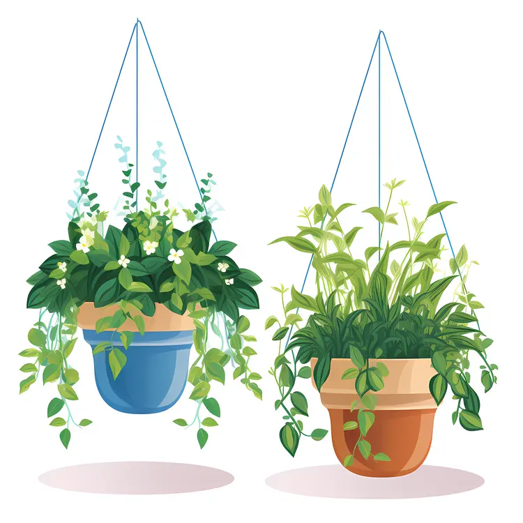 Two Hanging Plants in Pots