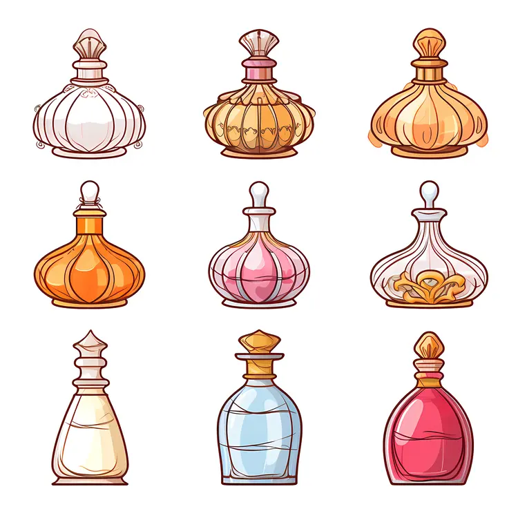 Colorful Perfume Bottles Collection