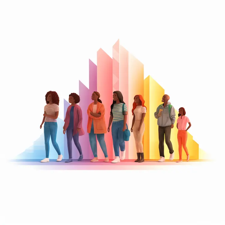 Diverse Group of People with Colorful Background