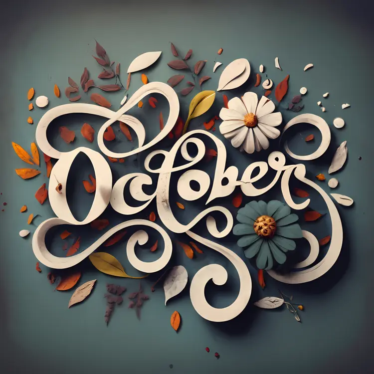 October with Elegant Leaves and Flowers
