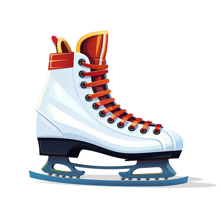 White Ice Skate with Red Laces