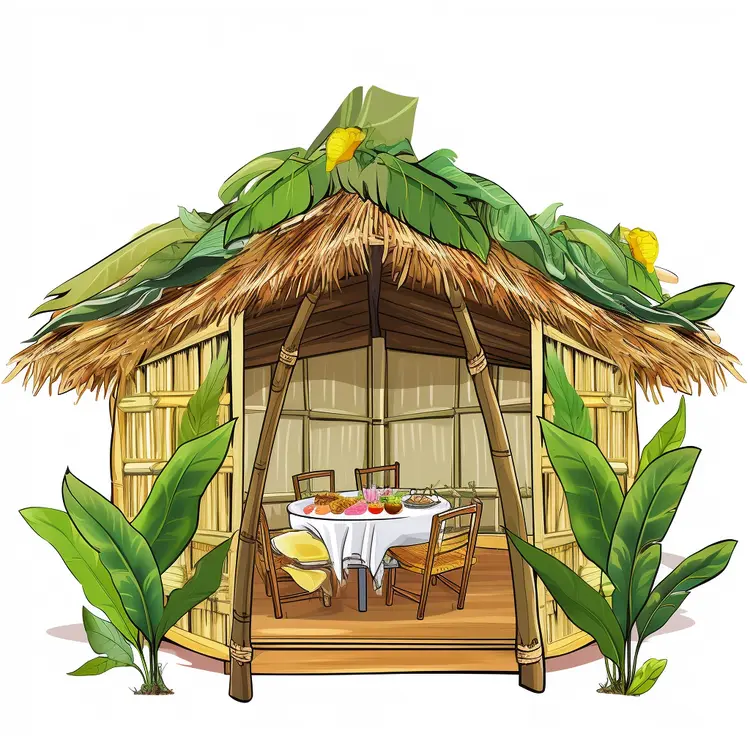 Tropical Bamboo Hut with Outdoor Dining