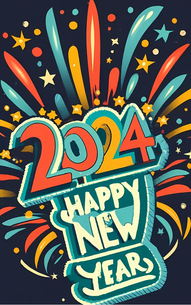 Colorful 2024 Happy New Year Celebration