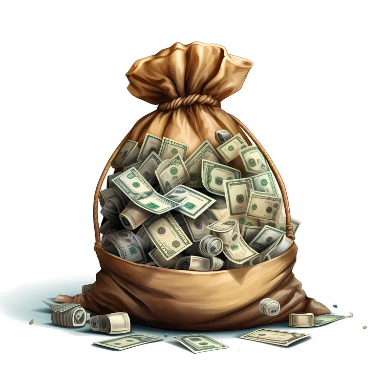 Large Money Bag with Cash