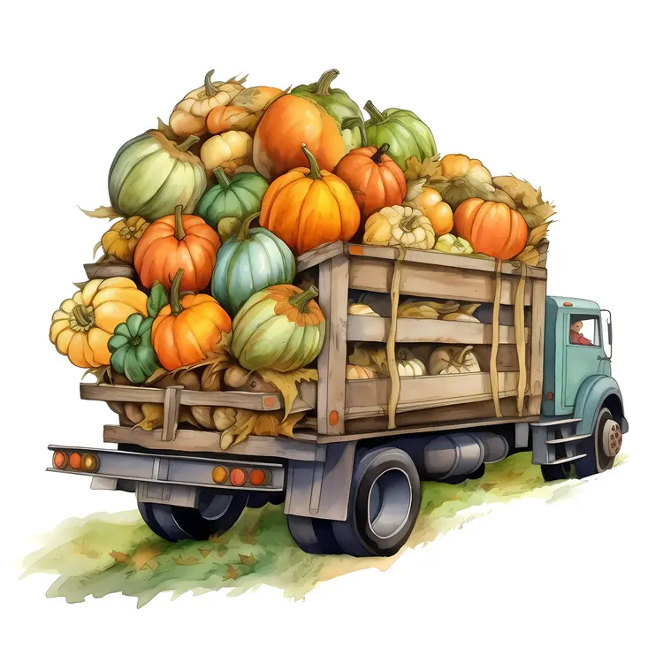 Harvest Truck Loaded with Pumpkins