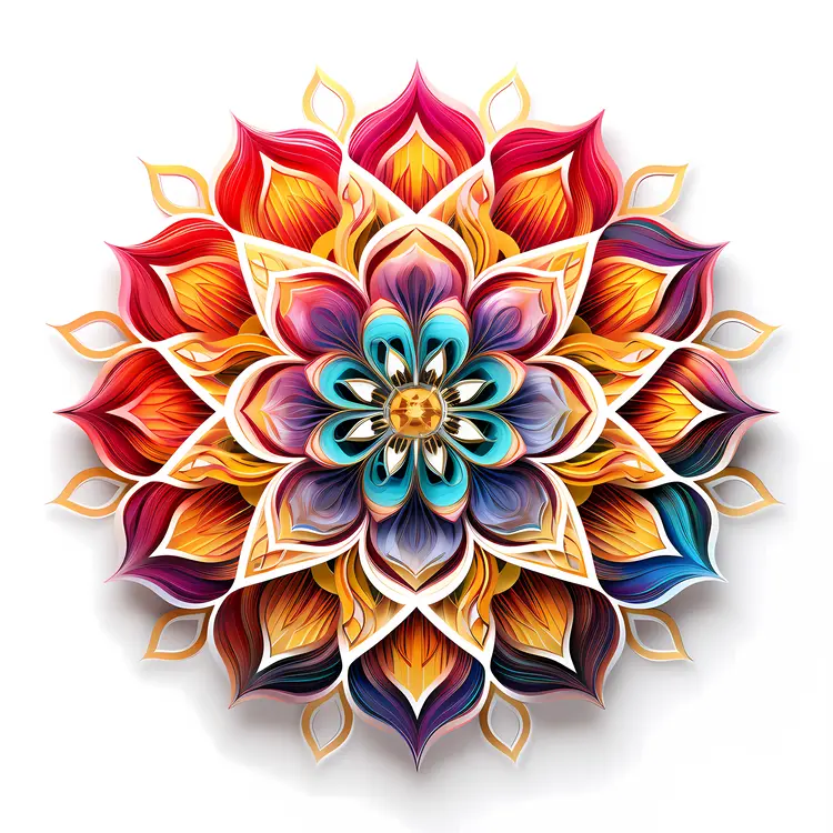 Colorful Mandala Art with Red and Yellow Tones