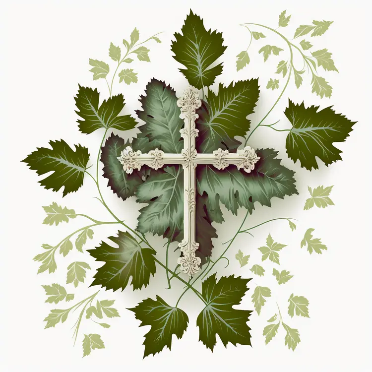 Cross with Green Leaves