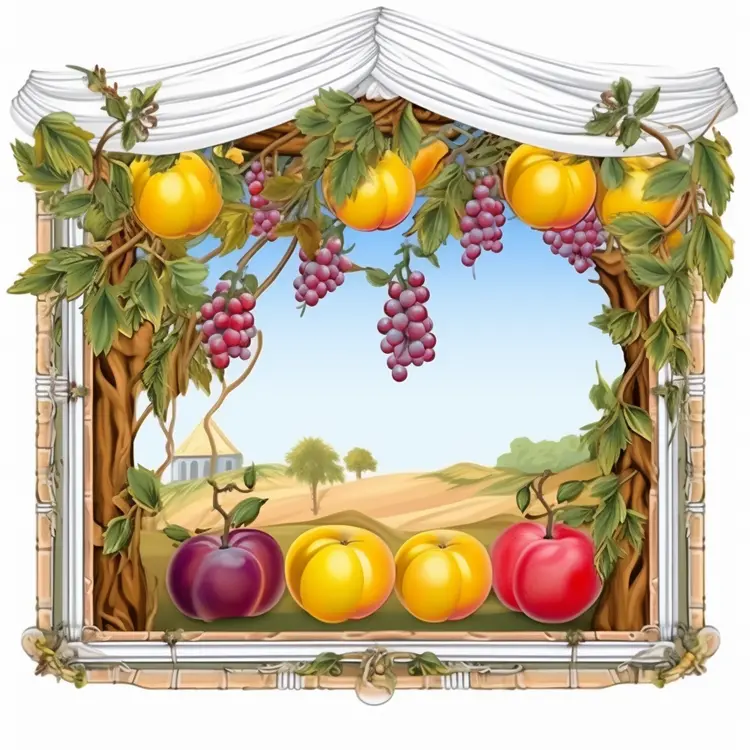 Colorful Fruits in a Sukkot Festival Scene