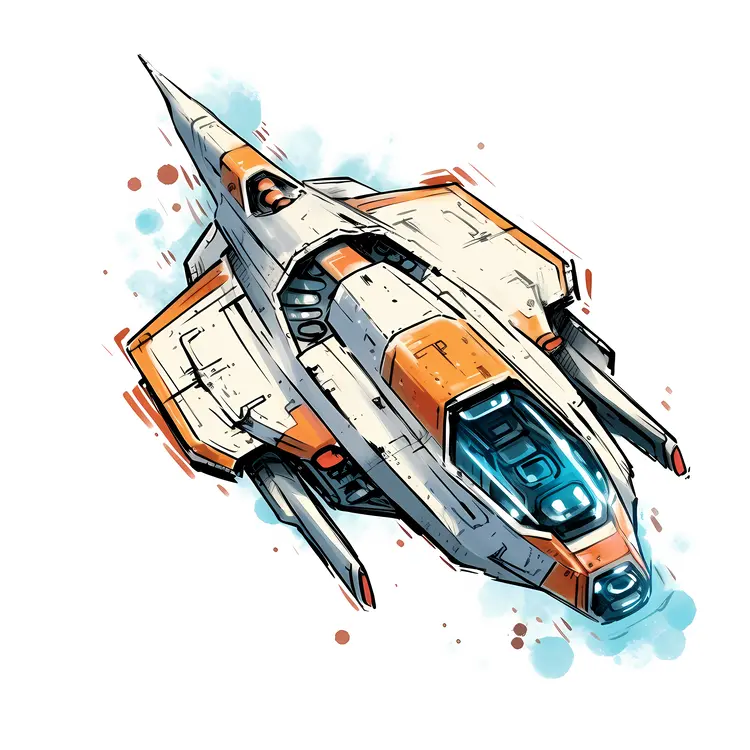 Futuristic Spaceship Illustration in Sci-Fi Style