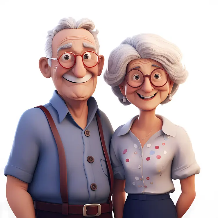 Happy Elderly Couple Cartoon
