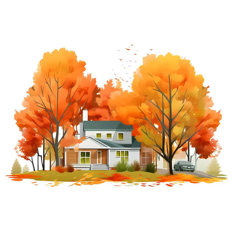 House Surrounded by Autumn Trees