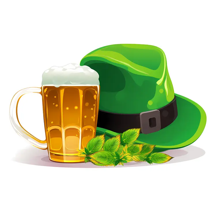 Beer and Green Hat for St. Patrick's Day Celebration