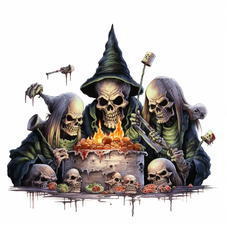 Skeletons Cooking in a Cauldron