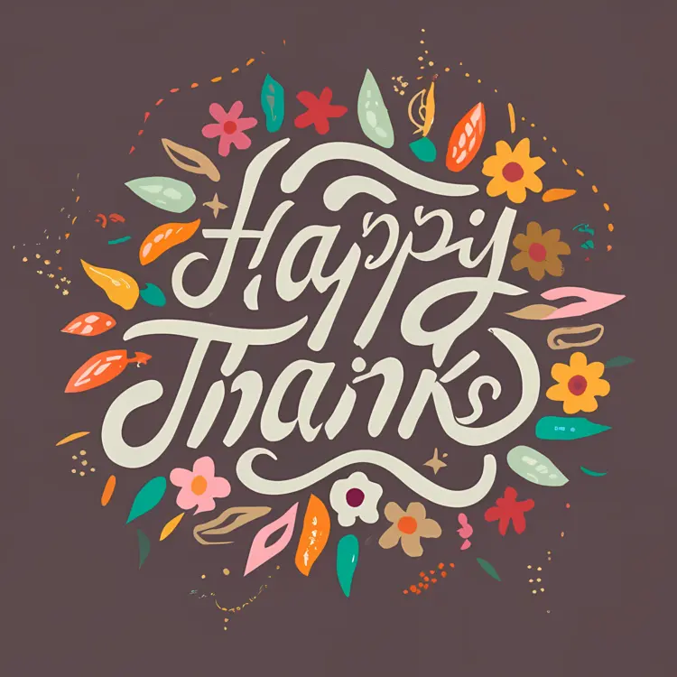 Happy Thanks with Floral Design