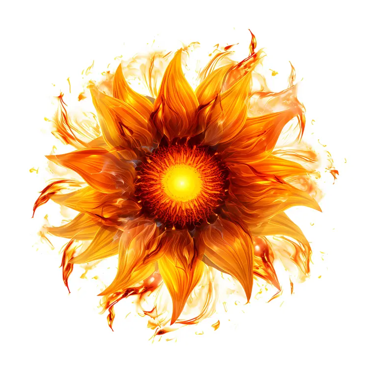 Fiery Sunflower Illustration