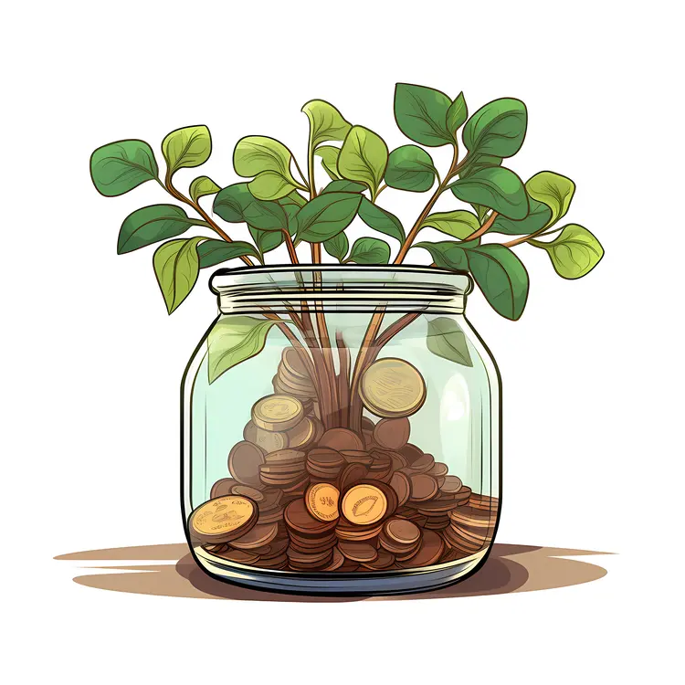 Money Plant in a Jar with Coins