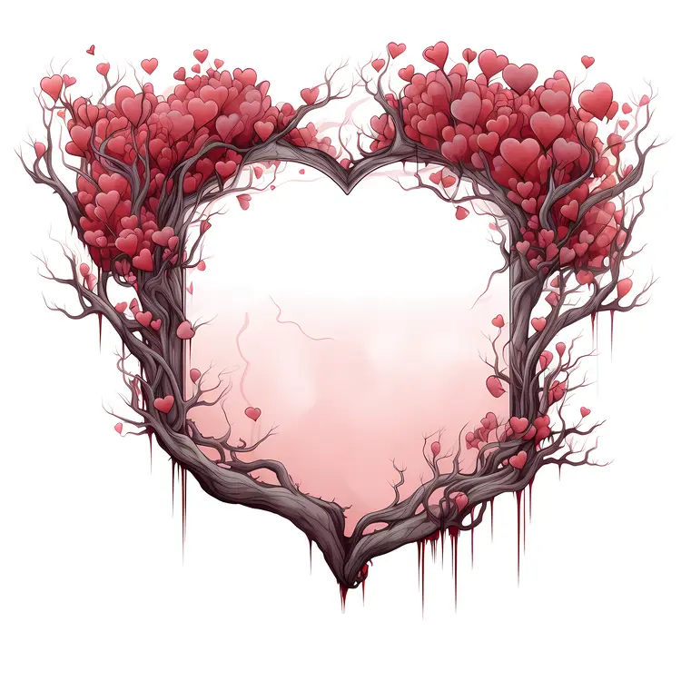 Heart Tree Frame with Red Hearts