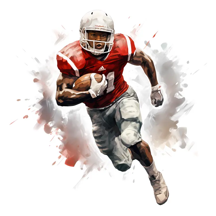 Football Player in Red Jersey