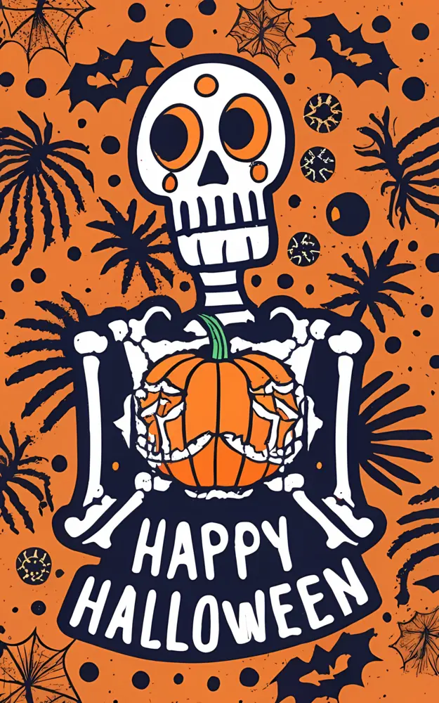 Spooky Skeleton with Pumpkin