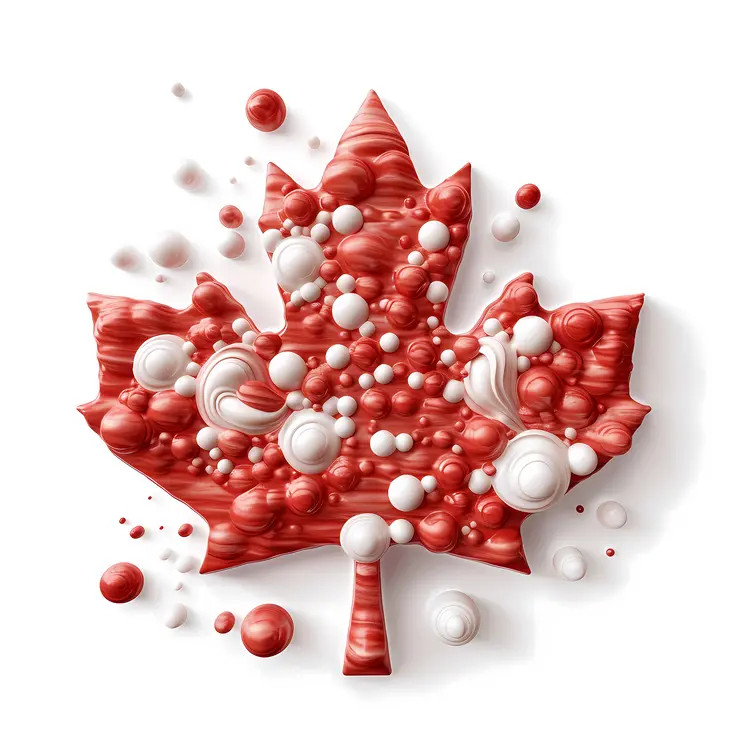 Red Maple Leaf with Bubbles