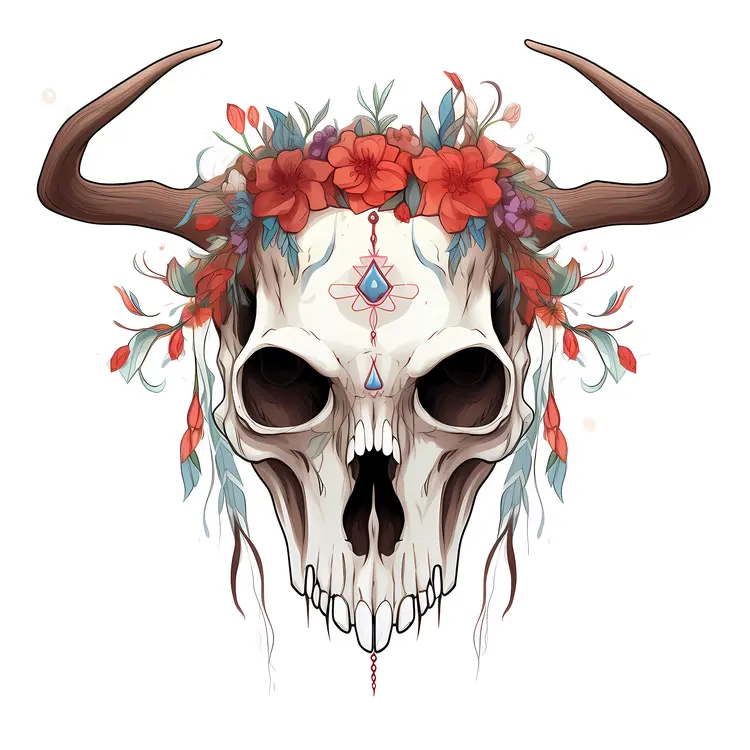Skull with Floral Crown