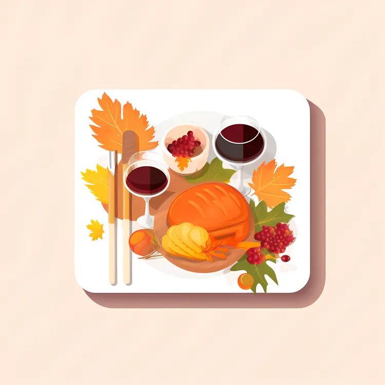 Thanksgiving Dinner with Turkey and Wine