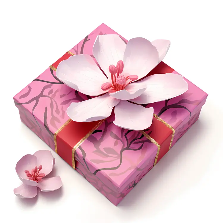 Lovely Pink Gift Box with Flower Embellishment
