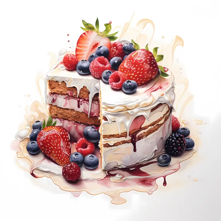 Berry Cake with Fresh Fruits