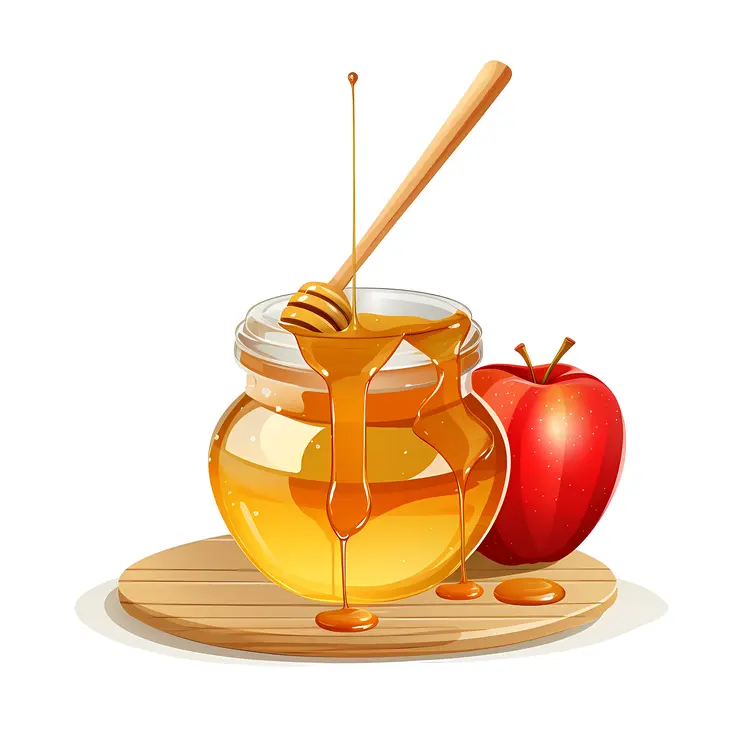 Honey Jar with Apple for Rosh Hashanah