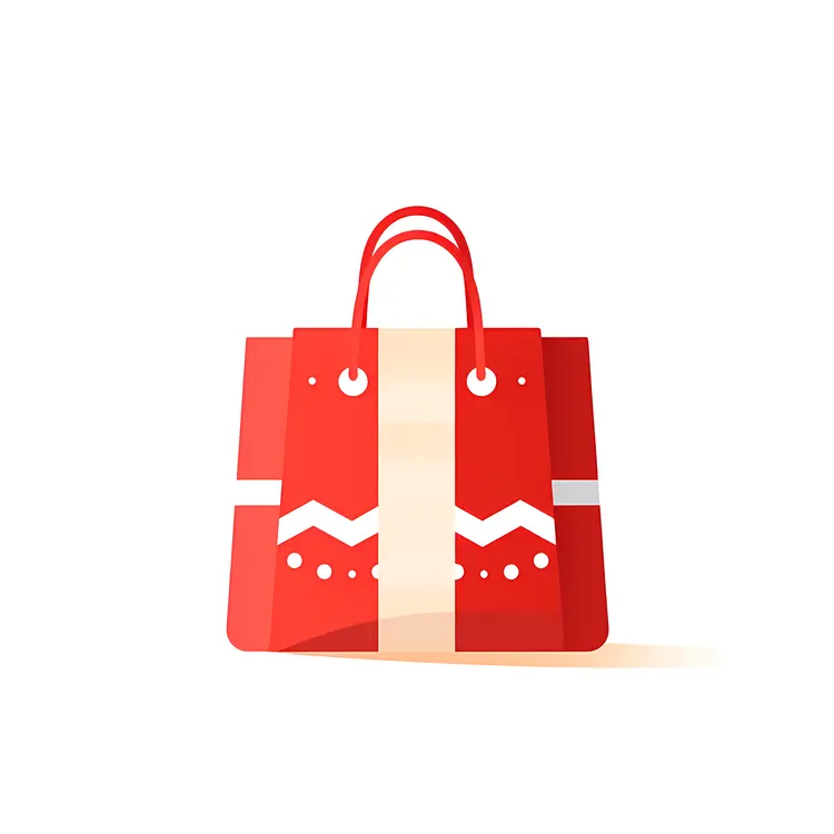Red Shopping Bag with Gift Design