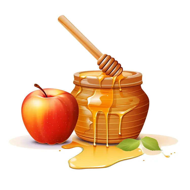 Honey Jar with Apple for Rosh Hashanah Celebration