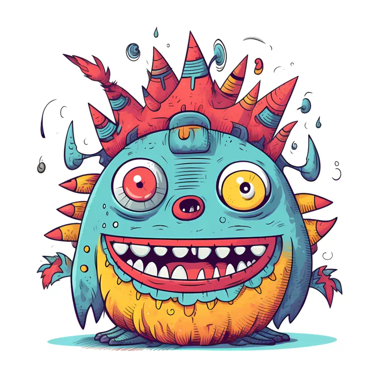 Colorful Spiky Monster with Big Smile