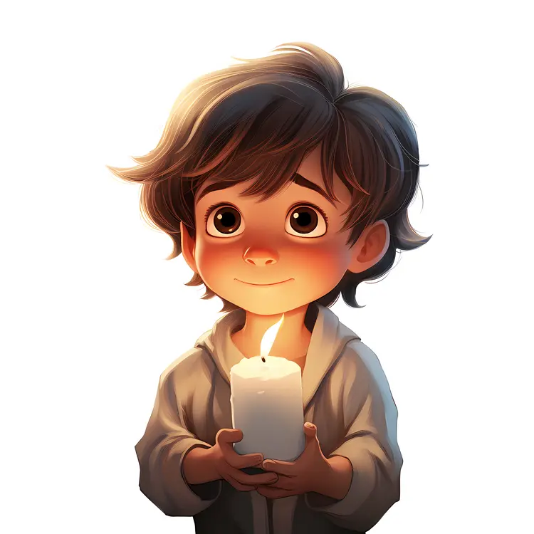 Charming Boy Holding Candle