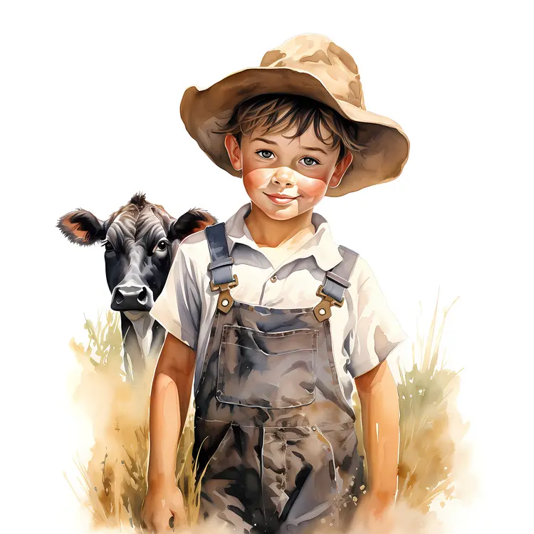 Young Boy with Cow
