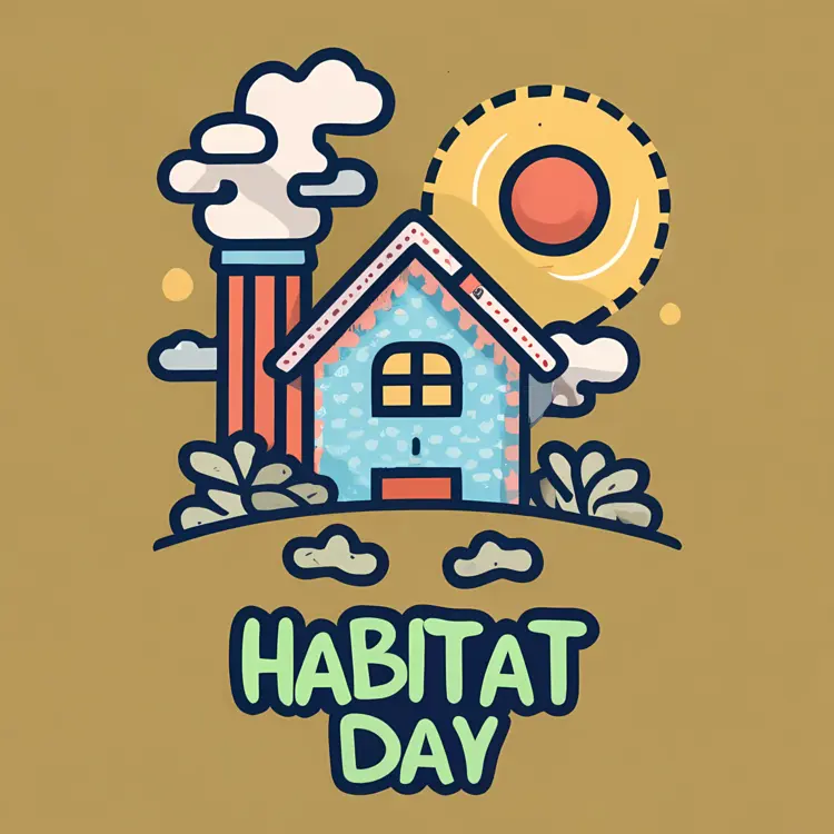 House with Sun and Clouds for Habitat Day