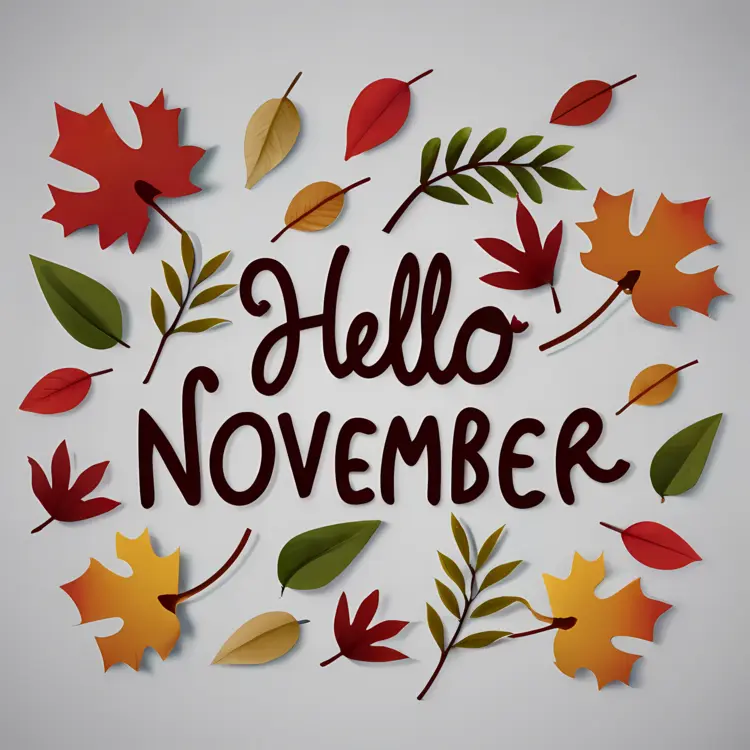 Hello November with Paper Leaves