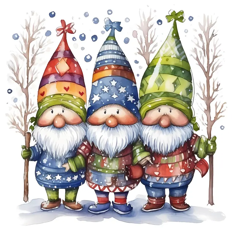 Three Gnomes with Trees