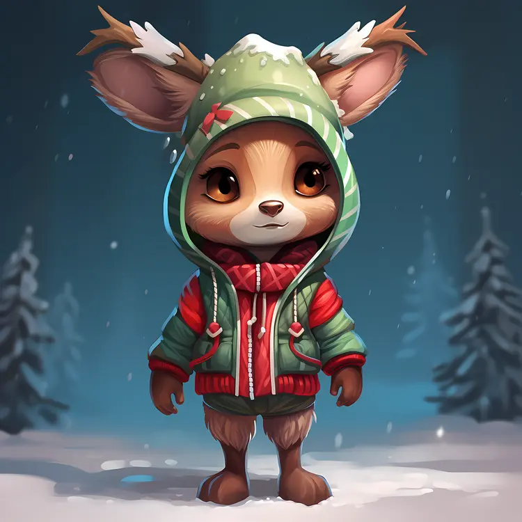 Cute Reindeer in Winter Outfit