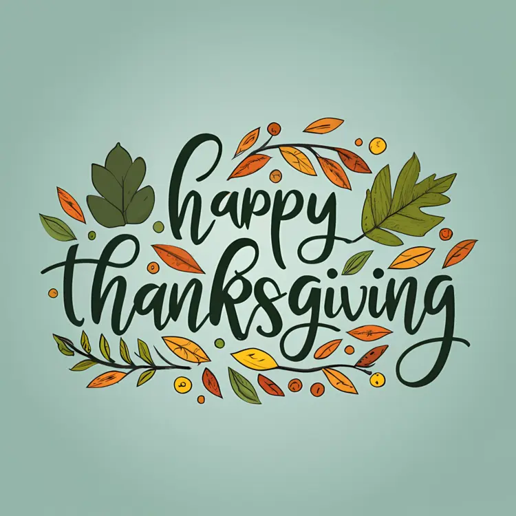 Happy Thanksgiving with Autumn Leaves