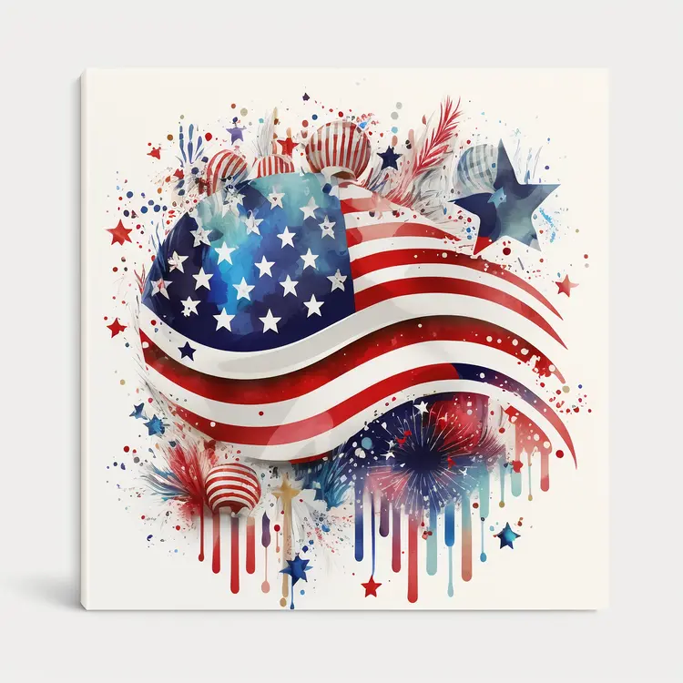 American Flag with Fireworks for Independence Day Celebration