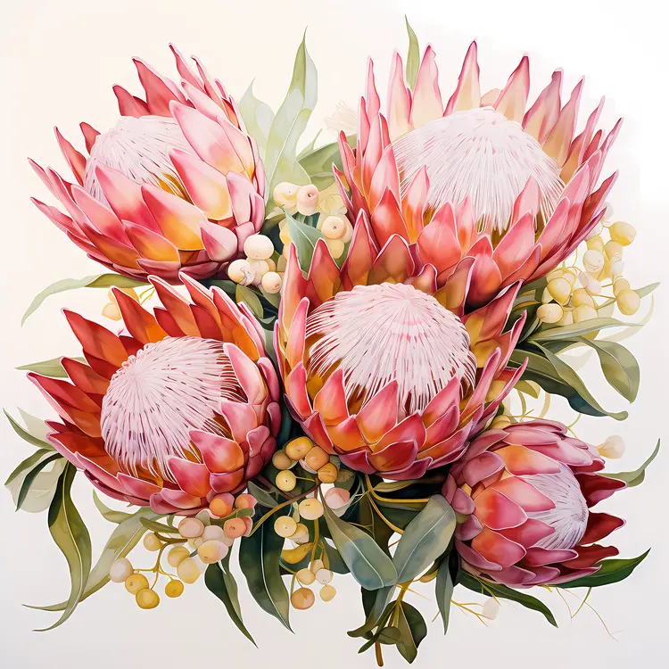 Bouquet of Pink Protea Flowers