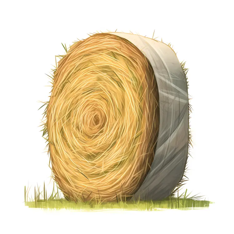 Large Hay Bale Illustration