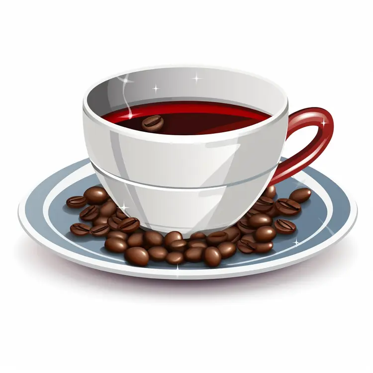 Coffee Cup with Beans on Saucer