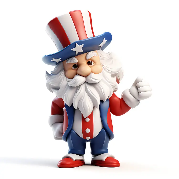Patriotic Character in Red, White, and Blue Outfit