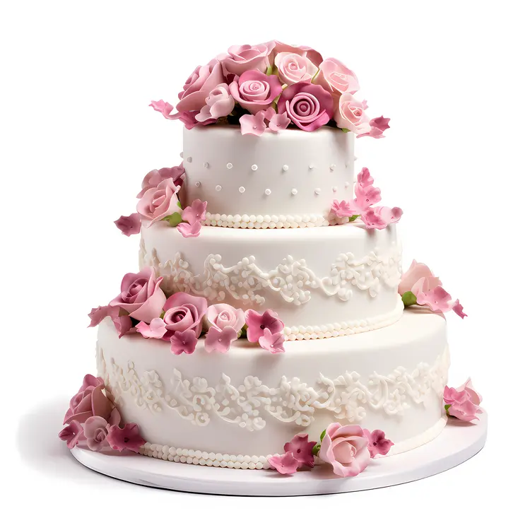 Elegant Floral White Wedding Cake