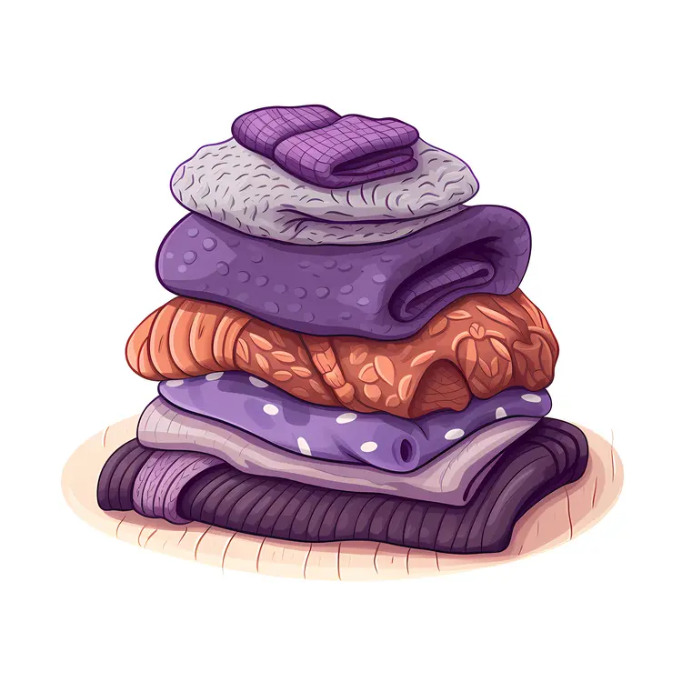 Stack of Purple and Orange Sweaters