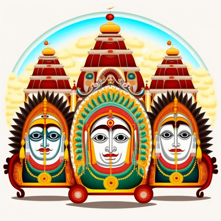Colorful Illustration of Jagannath Deities for Rath Yatra Festival