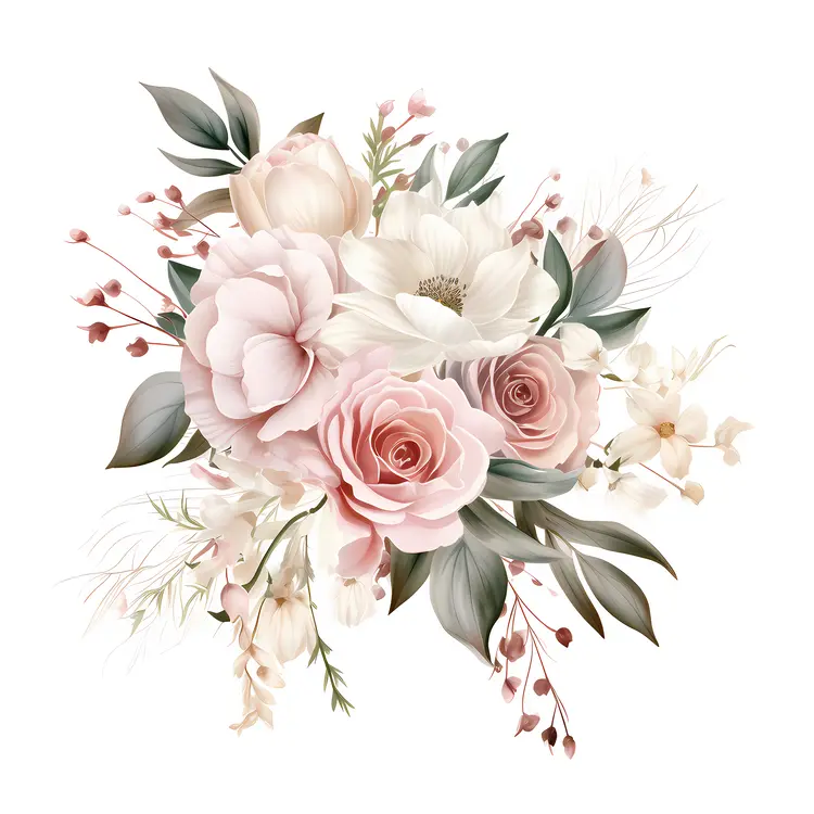 Pink and White Floral Arrangement with Greenery